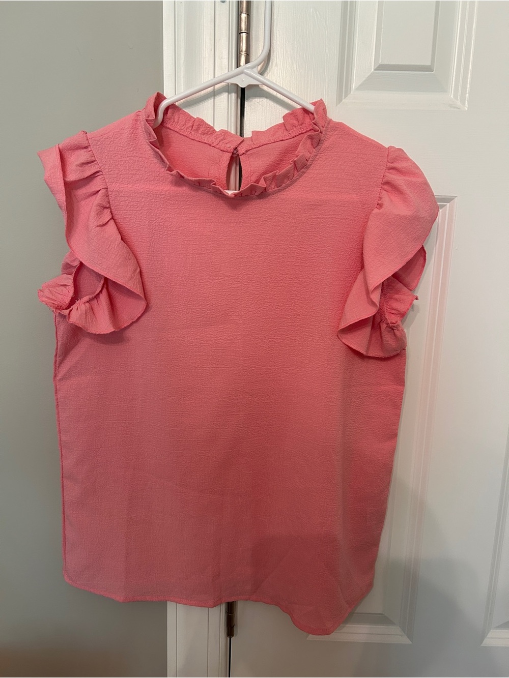 Women's Pink Ruffle Sleeve Blouse